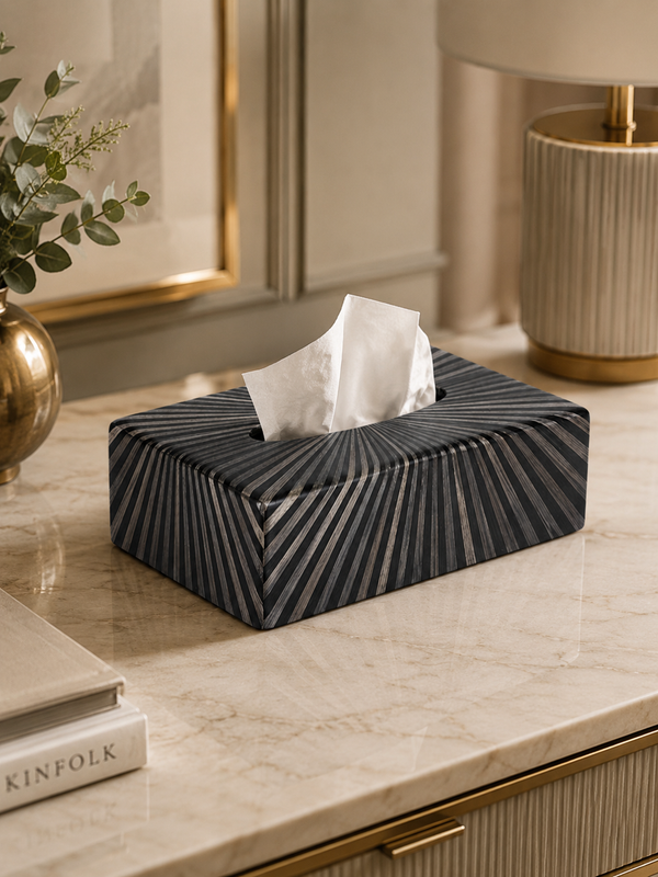Straw Marquetry Tissue Box