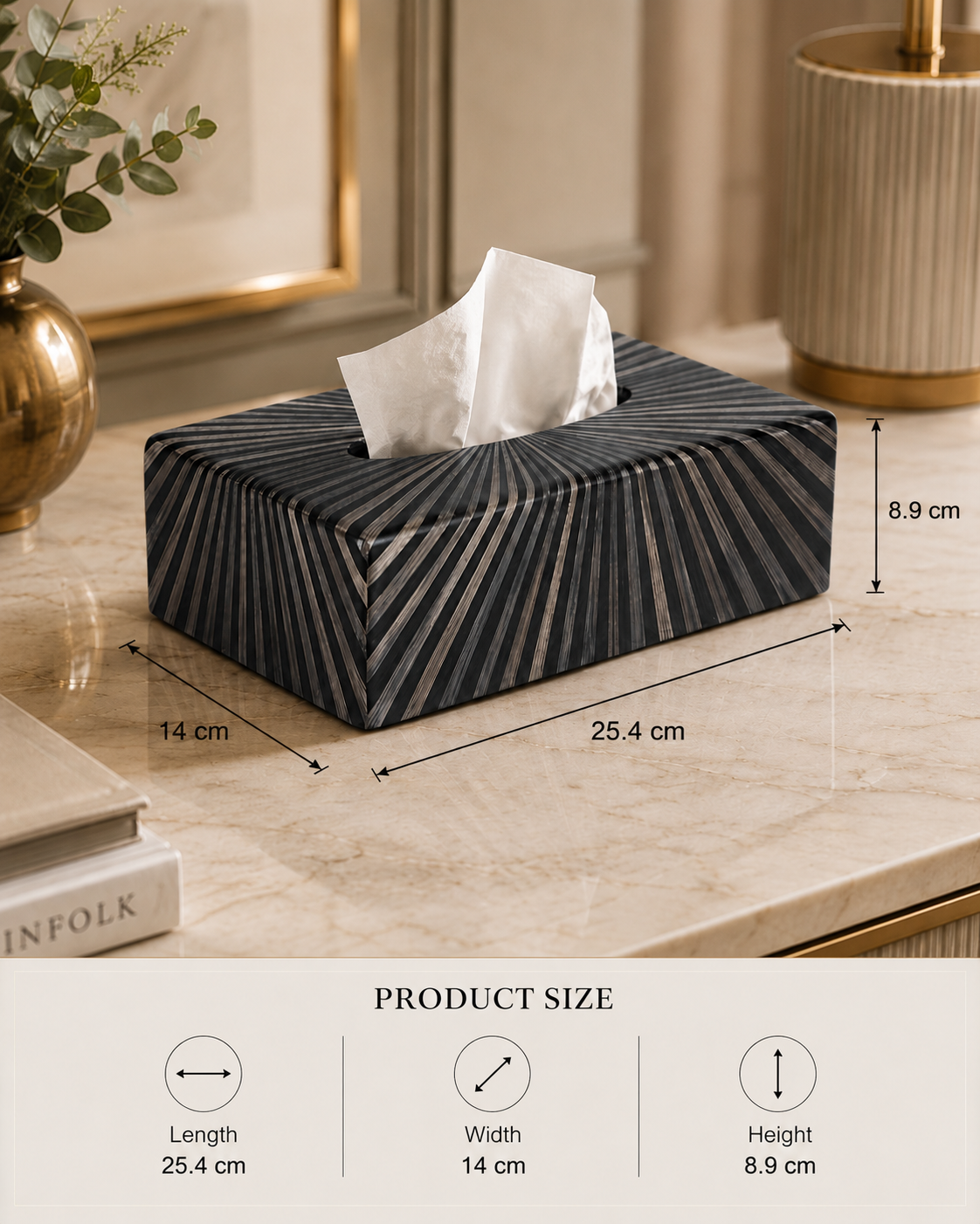 Straw Marquetry Tissue Box