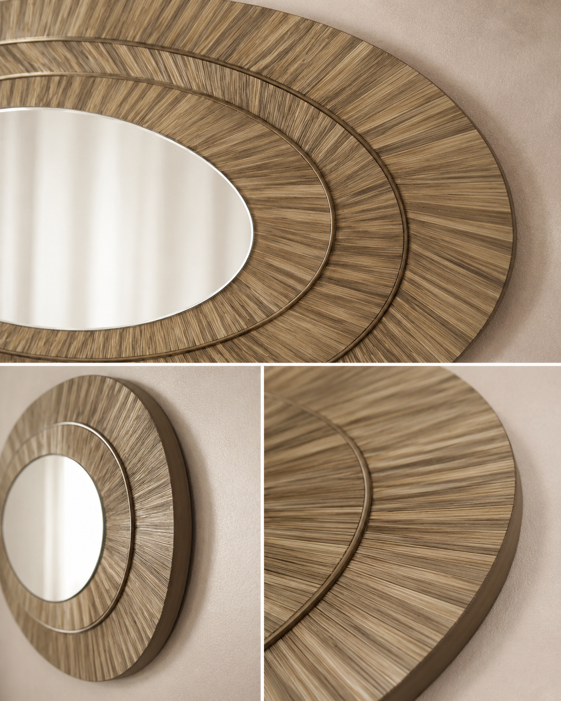 Straw Marquetry Statement Mirror
