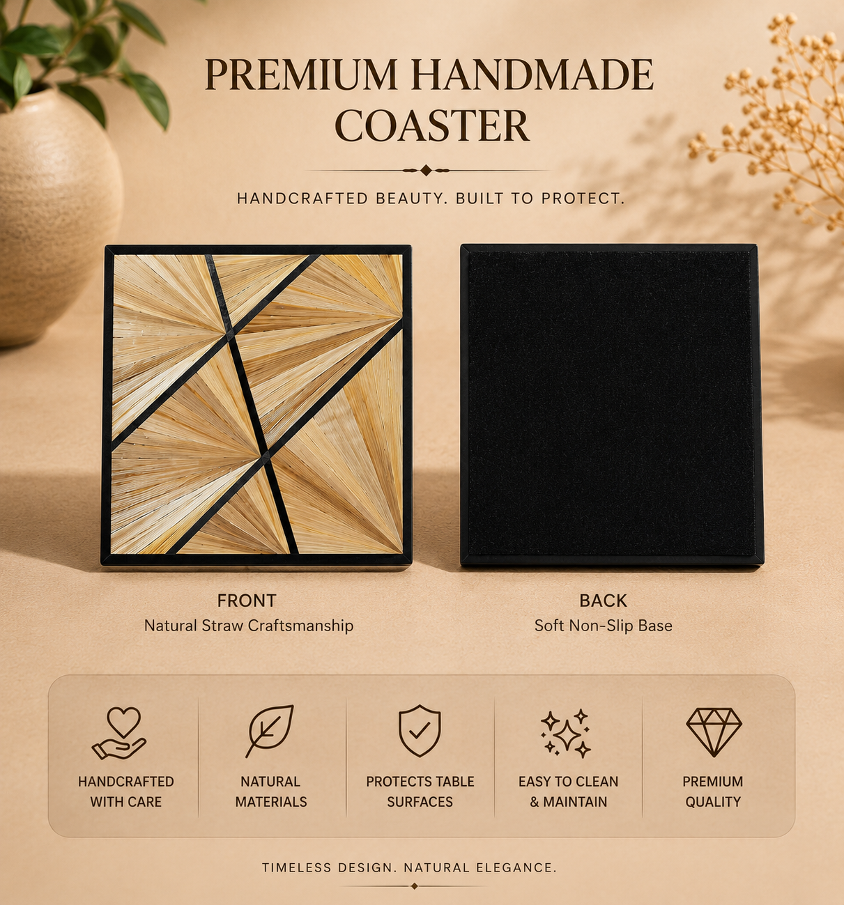 Straw Marquetry Coaster Set
