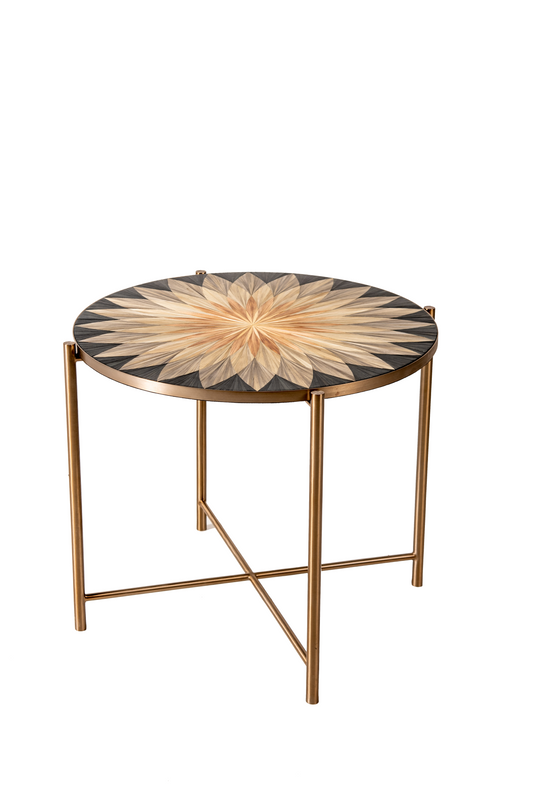 Straw Marquetry Luxe Side Table