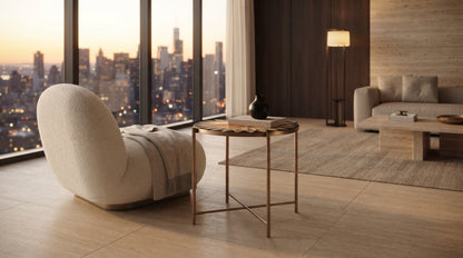 Straw Marquetry Luxe Side Table