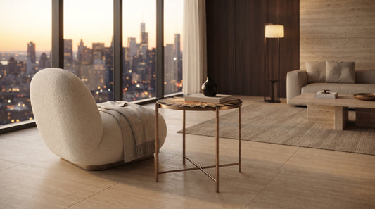 Straw Marquetry Luxe Side Table