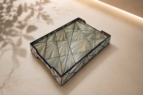 Straw Marquetry Luxe Tray