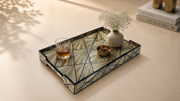 Straw Marquetry Luxe Tray