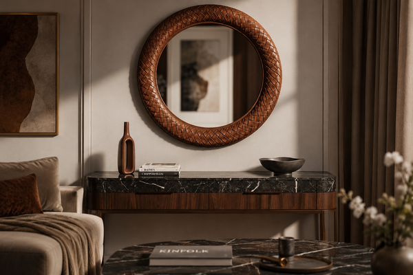 leather mirror