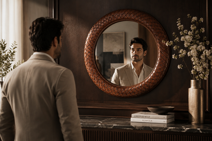 leather mirror