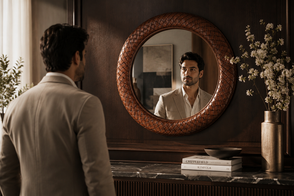 leather mirror