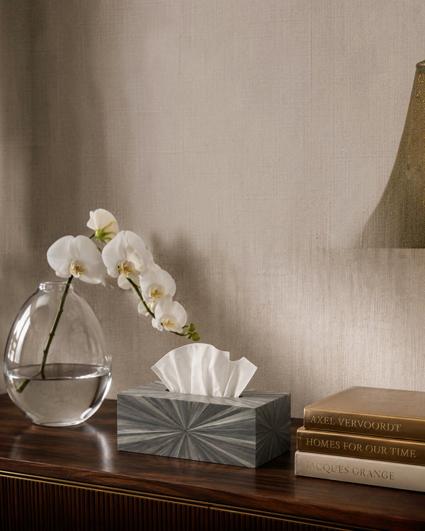 Straw Marquetry Luxe Tissue Box