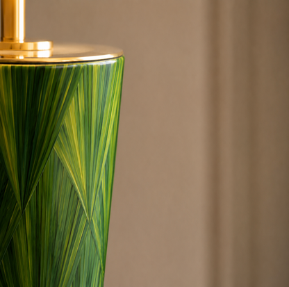 Straw Marquetry Emerald Lamp