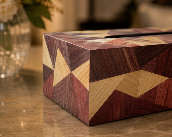 Straw Marquetry Prism Tissue Box