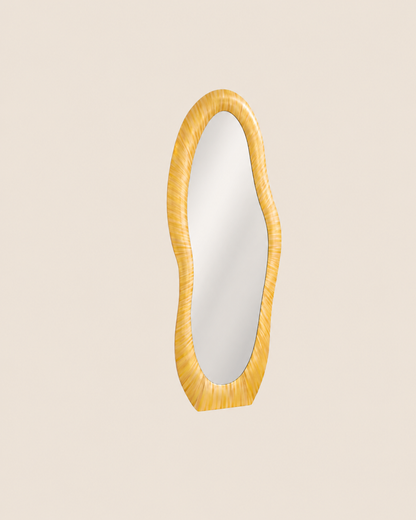 Straw Marquetry Floor Mirror