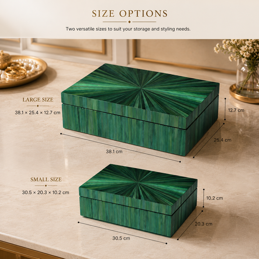 Emerald Straw Marquetry Luxury Jewellery Box