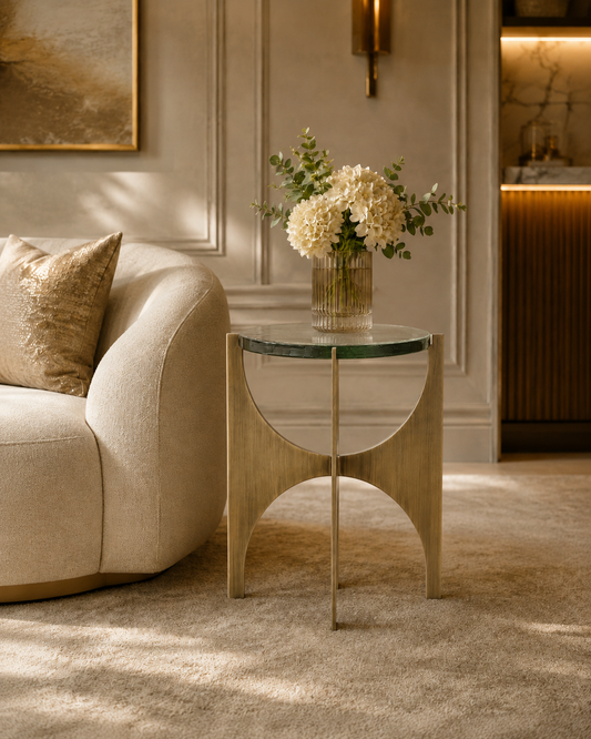 Designer Metal & Glass Side Table for Modern Luxury Interiors