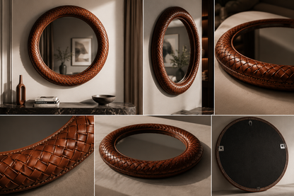 leather mirror