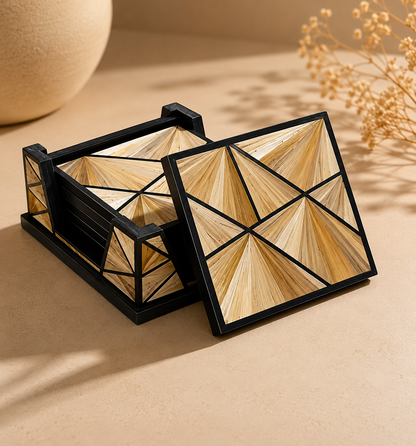 Straw Marquetry Coaster Set