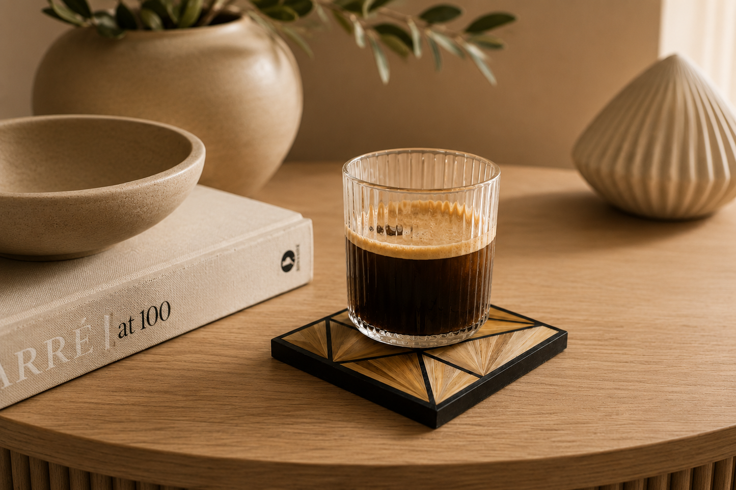 Straw Marquetry Coaster Set