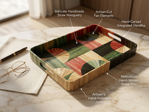 Straw Marquetry Mosaic Tray