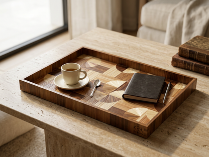 Straw Marquetry Dune Tray