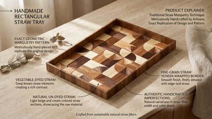 Straw Marquetry Dune Tray