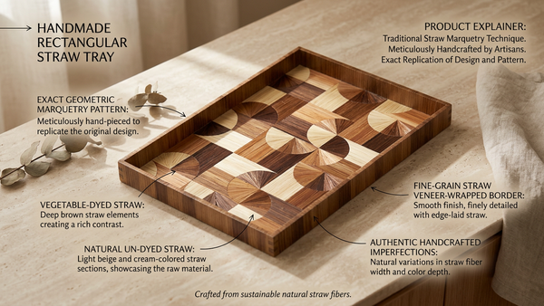 Straw Marquetry Dune Tray