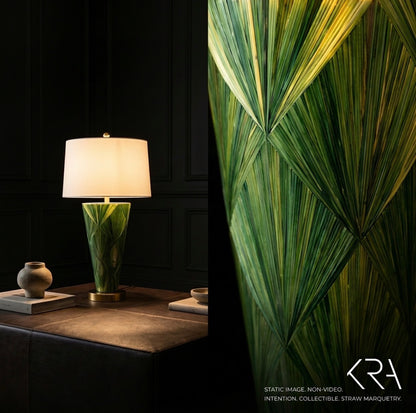 Straw Marquetry Emerald Lamp