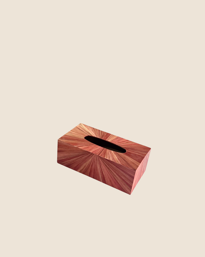 Straw Marquetry Sunburst Tissue Box