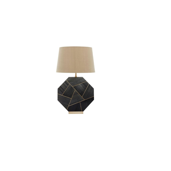 Straw Marquetry Noir Lamp
