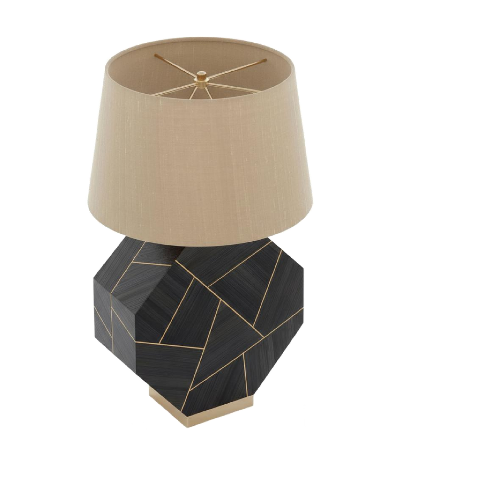 Straw Marquetry Noir Lamp