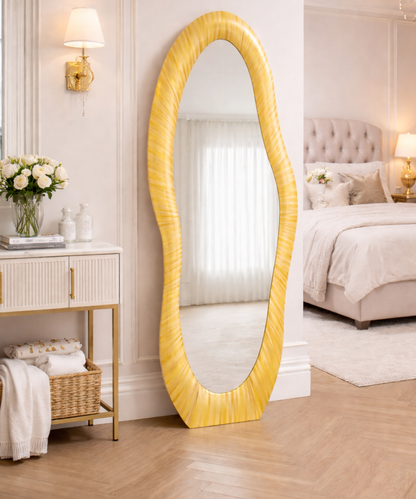 Straw Marquetry Floor Mirror