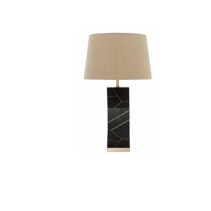 Straw Marquetry Noir Lamp