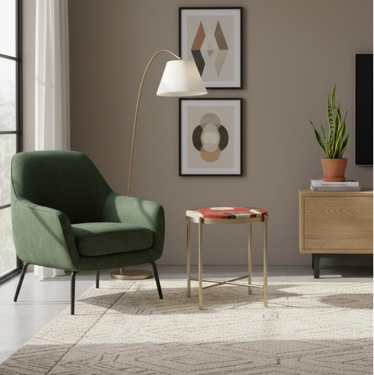 Straw Marquetry Side Table