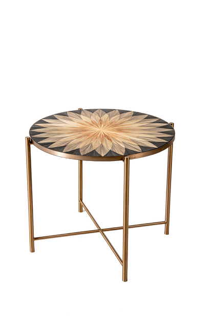 Straw Marquetry Luxe Side Table