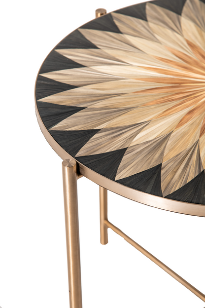Straw Marquetry Luxe Side Table